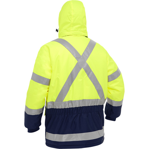 Bisley&reg; X-Back Extreme Cold Jacket with Navy Bottom, Polyester, High Visibility Lime-Yellow, 2X-Large - PIP Global Safety PC343M6450X-LY/2XL