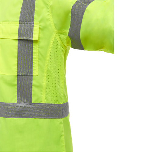Bisley&reg; X-Back Long Sleeve Work Shirt with X-Airflow, Poly-Cotton, Small, High Visibility Lime-Yellow - PIP Global Safety PC313M6490X-LY/S