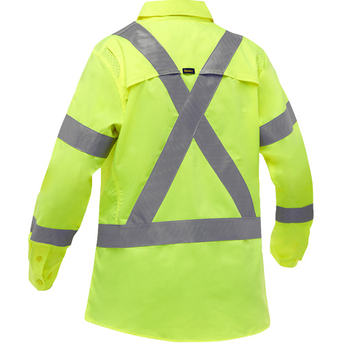 Bisley&reg; X-Back Women's Long Sleeve Work Shirt with X-Airflow, Poly-Cotton, Small, High Visibility Lime-Yellow - PIP Global Safety PC313W6490X-LY/S