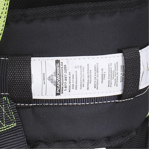 FBH10000E1020-S  Harnais de s&eacute;curit&eacute; s&eacute;rie entrepreneur avec ceinture de positionnement, Certifi&eacute;e CSA, Classe AEP, Petit - Peakworks V8255651