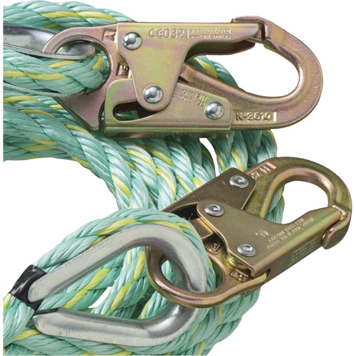VL-1122-100 Vertical Lifeline Rope with Anchor End Snap Hook, Copolymer - Peakworks V84015100