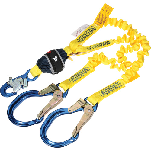 Longe De Sécurité 3m Avec Mousqueton - Pour Travaux En Hauteur | Résistance 1800kg | Nylon Et Acier, Gaine Anti-usure