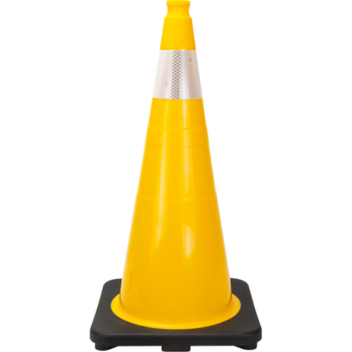 C&ocirc;ne de signalisation de premi&egrave;re qualit&eacute;, 28", Jaune, Bande(s) r&eacute;fl&eacute;chissante(s) 4" - Produits de sécurité Zenith 