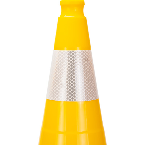 C&ocirc;ne de signalisation de premi&egrave;re qualit&eacute;, 28", Jaune, Bande(s) r&eacute;fl&eacute;chissante(s) 4" - Produits de sécurité Zenith 