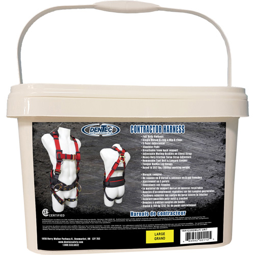 Contractor Safety Harness in Pail, CSA Certified, Class AP, Large, 352 lbs. Cap. - Dentec 16H12352WLFI URT