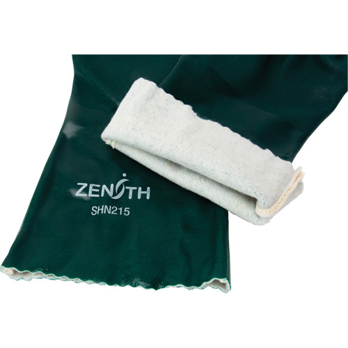 Gants verts &agrave; double enduit, 14" lo, PVC, Doublure en Jersey de coton, 70 mils - Produits de sécurité Zenith 