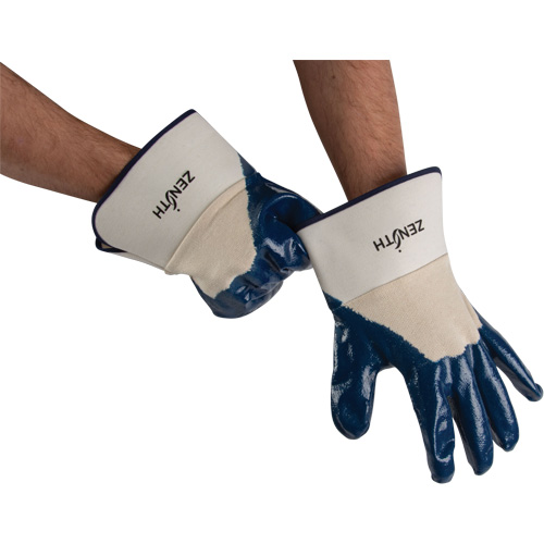 Heavyweight Safety Cuff Gloves, 11/2X-Large, Nitrile Coating, Cotton Shell - Zenith Safety Products 