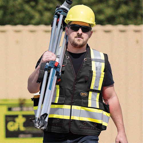 6679 High-Visibility Antimicrobial Mesh-Back Surveyor Vest, Black, Small, Polyester - Pioneer V1012070-S