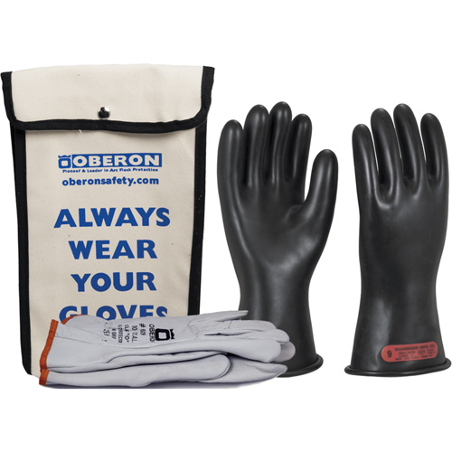 Ensemble de gants en caoutchouc pour l'&eacute;lectricit&eacute; de classe 0, 10, 11" lo, 20 cal/cm², NFPA 70E - Oberon GLVKT-BRC0-1111