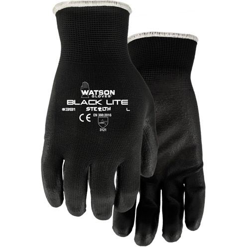 Gants 391 Stealth Black Lite, T-Grand, Rev&ecirc;tement Polyur&eacute;thane, Enveloppe en Polyester - Watson Gloves 391-X