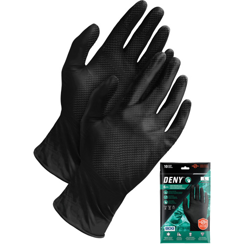 Gants jetables Deny, T-Grand, Nitrile, 6 mils, Sans poudre, Noir - Bob Dale Gloves 99-1-6800P-XL