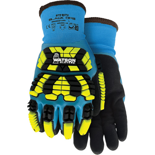 Gants d'hiver antichocs 9393TPR Stealth Black Ops, Petit, Paume en Mousse de latex, Poignet Poignet en tricot - Watson Gloves 9393TPR-S