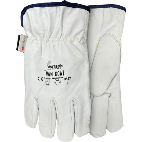 Gants de protection contre la coupe Van Goat 9547, Petit, Paume en Cuir fleur de ch&egrave;vre, Para-aramide/Polyester/Acier/Thinsulate - Watson Gloves 9547-S