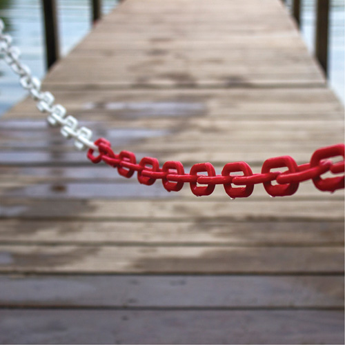 Chaîne de barri&egrave;re en plastique &agrave; deux couleurs, Vert/Blanc, Maillon de 2", 500' de long - Mr. Chain 50033-500