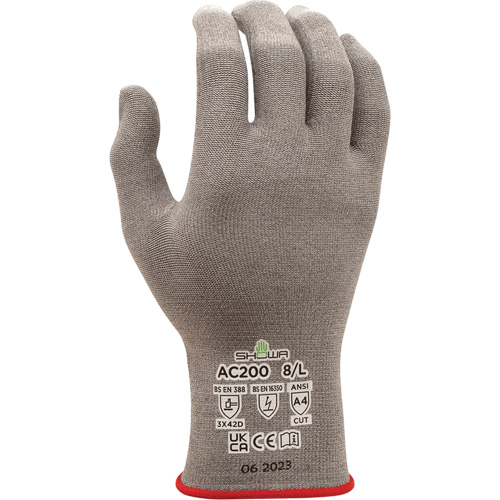 Gants DURACoil Alpha AC200 r&eacute;sistants &agrave; la coupe et aux d&eacute;charges &eacute;lectrostatiques, T-Grand, Calibre 18, EN 388 niveau D - Showa AC200XL-09