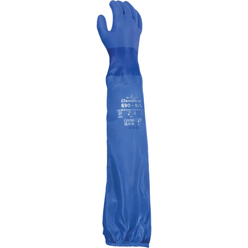 Gants r&eacute;sistants aux produits chimiques 690, Taille T-Grand/10, 26" lo, Coton/PVC - Showa 690XL-10