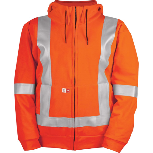 High-Visibility Wind Resistant Zip-Front Sweatshirt with DetachableHood, Men's, Medium, High Visibility Orange, 27.7 cal/cm² - Big Bill RT27WP12-T-ORA-M