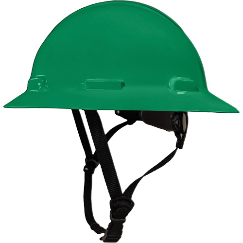 LIDGUARD&reg; Full Brim Hardhat with Chinstrap, Meets CSA Type 1, Ratchet Suspension, Vented - Dentec 14LIDCSFR1-GRN