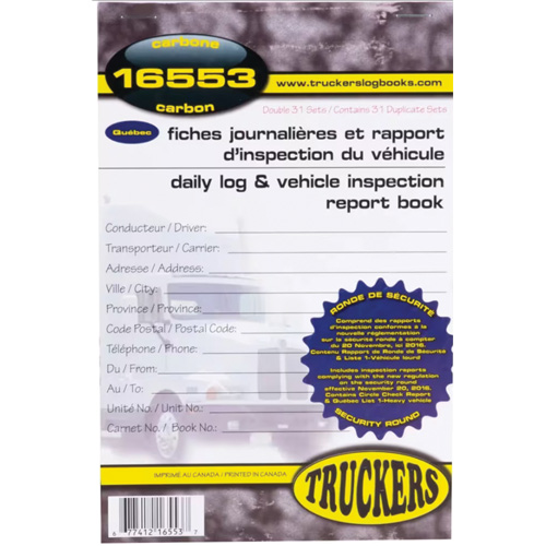 Carnet bilingue de registre quotidien et de rapport d'inspection de v&eacute;hicule -  