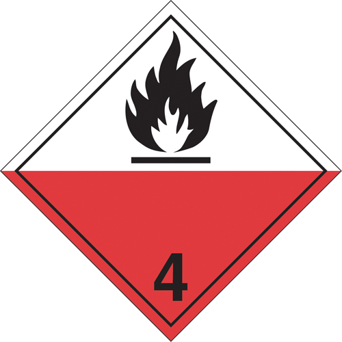Plaque-&eacute;tiquette TMD combustibles spontan&eacute;s, Aluminium - Incom Top Tape & Label TT420A