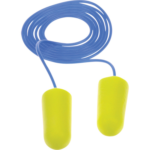 Bouchons d'oreilles n&eacute;on jaune E-A-Rsoft, Vrac - Sac en poly, Grand, Avec cordon - 3M 311-1251