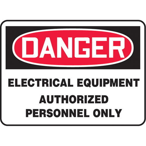 "Electrical Equipment" Sign, 7" x 10", Plastic, English - Accuform NMC MELC165VP