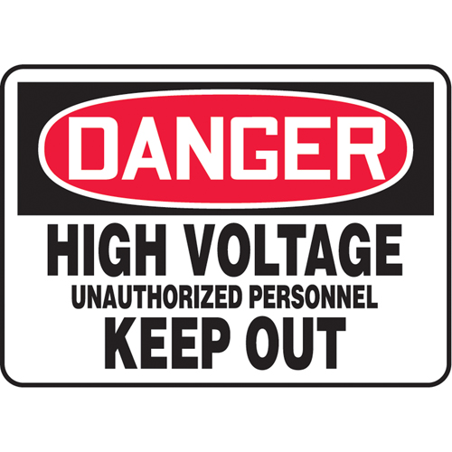 Enseigne  High Voltage , 7" x 10", Plastique, Anglais - Accuform NMC MELC050VP