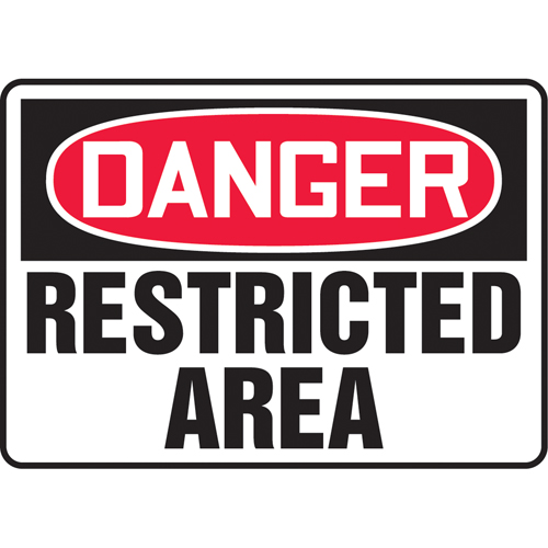 "Restricted Area" Sign, 10" x 14", Aluminum, English - Accuform NMC MADM149VA