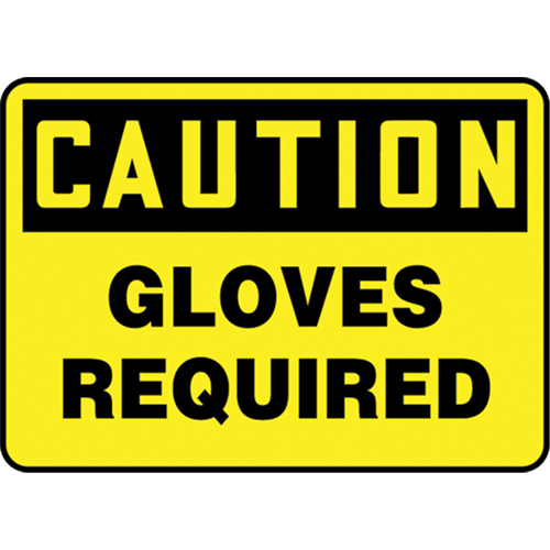 "Gloves Required" Sign, 10" x 14", Plastic, English - Accuform NMC MPPA644VP