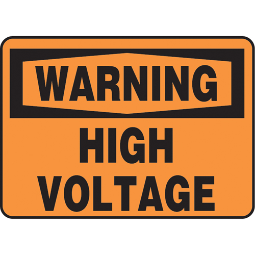 Enseigne  High Voltage , 7" x 10", Aluminium, Anglais - Accuform NMC MELC325VA
