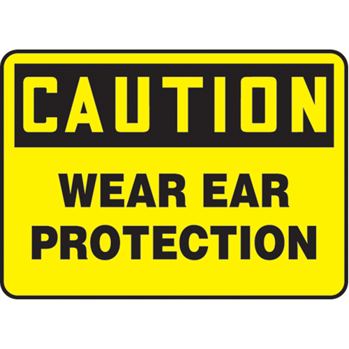 "Wear Ear Protection" Sign, 7" x 10", Plastic, English - Accuform NMC MPPE800VP