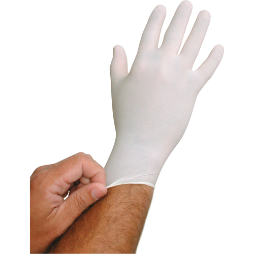 Gants jetables BioTek QRP, Grand, Latex, 6 mils, Sans poudre, Blanc - PIP Global Safety GP609BPFL