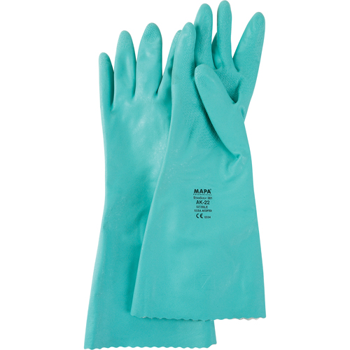 Gants &agrave; prise emboss&eacute;e &agrave; motif en Z StanSolv, Taille 2T-Grand/11, 14" lo, Nitrile, Doublure en Interlock, 11 mils - Mapa Professional 34381041
