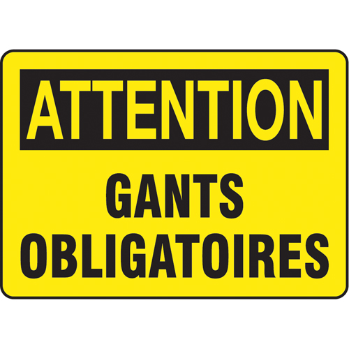 Enseigne  Gants obligatoires , 10" x 14", Vinyle, Français - Accuform NMC FRMPPA644VS