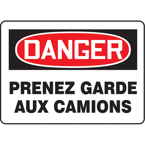 Enseigne  Prenez garde aux camions , 7" x 10", Vinyle, Français - Accuform NMC FRMVHR003VS