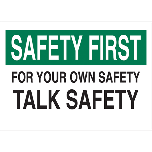 Enseigne  Talk Safety , 10" x 14", Aluminium, Anglais - Accuform NMC MGNF904VA