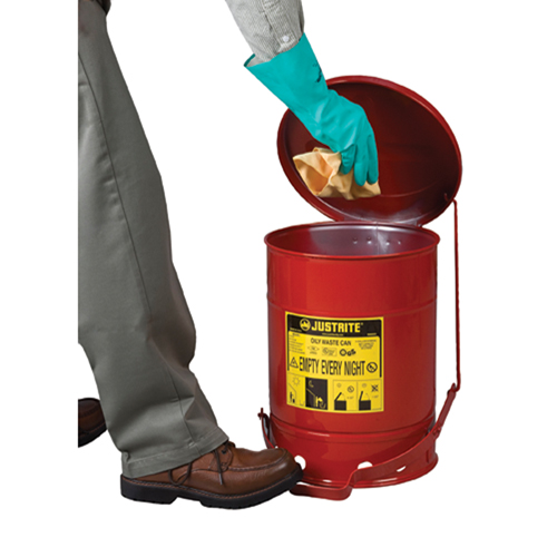 Oily Waste Cans, FM Approved/UL Listed, 2 US gal., Red - Justrite 09200