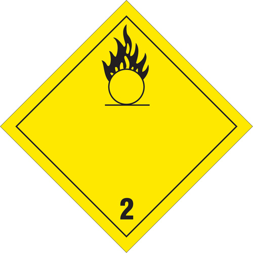 Oxygen TDG Placard, Adhesive Vinyl - Brady 09797R
