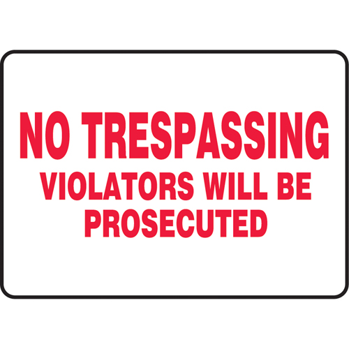 "No Trespassing" Sign, 10" x 14", Aluminum, English - Accuform NMC MATR532VA