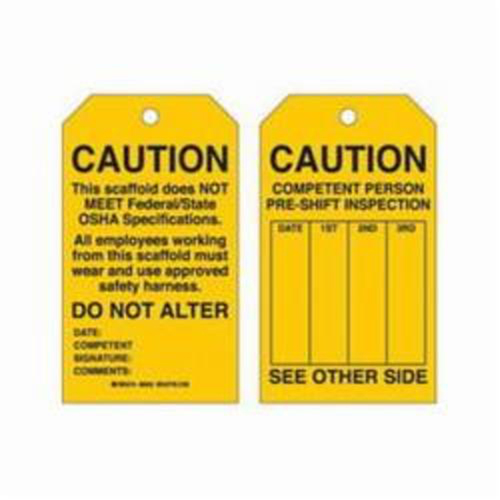 Scaffold Safety Tags, Polyester, 4" W x 7" H, English - Brady 86629