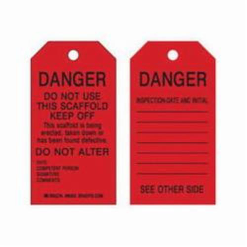 &eacute;tiquettes de s&eacute;curit&eacute; pour les &eacute;chafaudages, Polyester, 3" la x 5-3/4" h, Anglais - Brady 86453