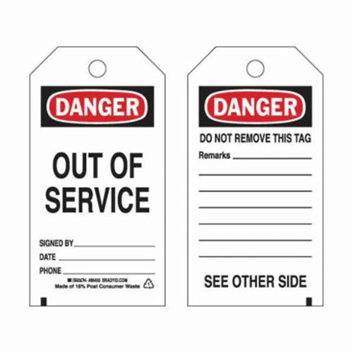 Self-Laminating Safety Tags, Polyester, 3" W x 5-3/4" H, English - Brady 86459