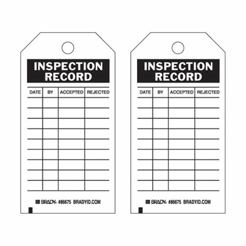 &eacute;tiquettes de rapport d'inspection, Papier, 3" la x 5-3/4" h, Anglais - Brady 86675