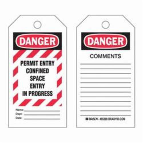 &eacute;tiquettes Confined Space, Polyester, 3" la x 5-3/4" h, Anglais - Brady 65270