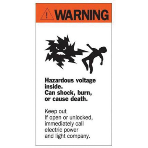 "Warning Hazardous Voltage" Sign, 8" x 4-1/2", Acrylic, English with Pictogram - Brady 46346