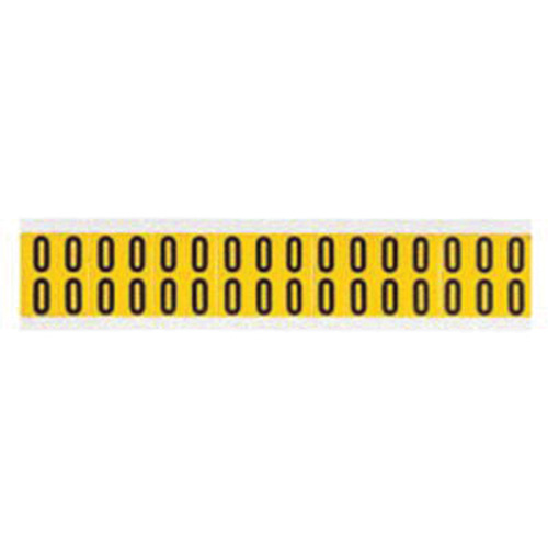 &eacute;tiquettes de lettres et chiffres individuels, 0, 5/8" h, Noir sur jaune - Brady 1520-0