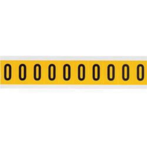 Individual Number and Letter Labels, 0, 1" H, Black on Yellow - Brady 1530-0