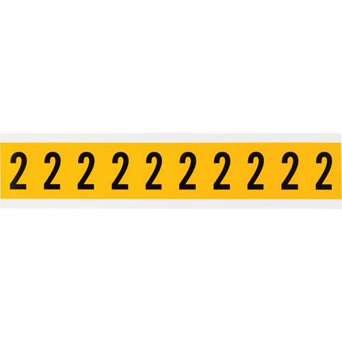 Individual Number and Letter Labels, 2, 1" H, Black on Yellow - Brady 1530-2