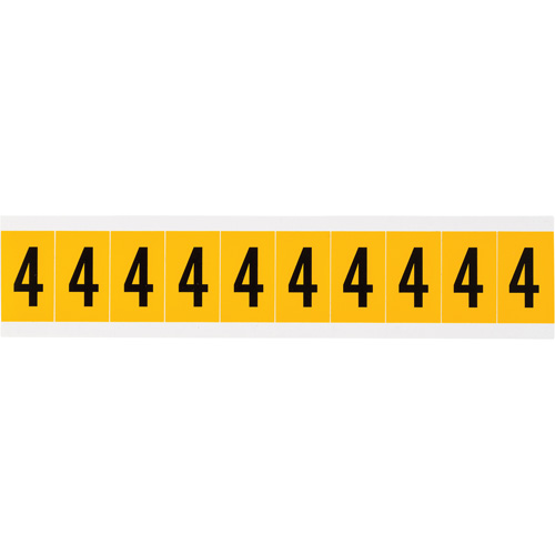 Individual Number and Letter Labels, 4, 1" H, Black on Yellow - Brady 1530-4