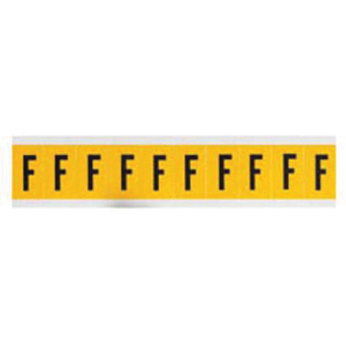 &eacute;tiquettes de lettres et chiffres individuels, F, 1" h, Noir sur jaune - Brady 1530-F
